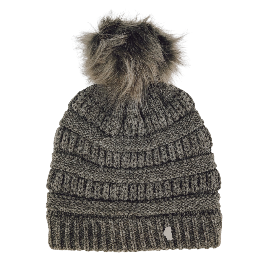 Lake Tahoe Grey Pom Beanie