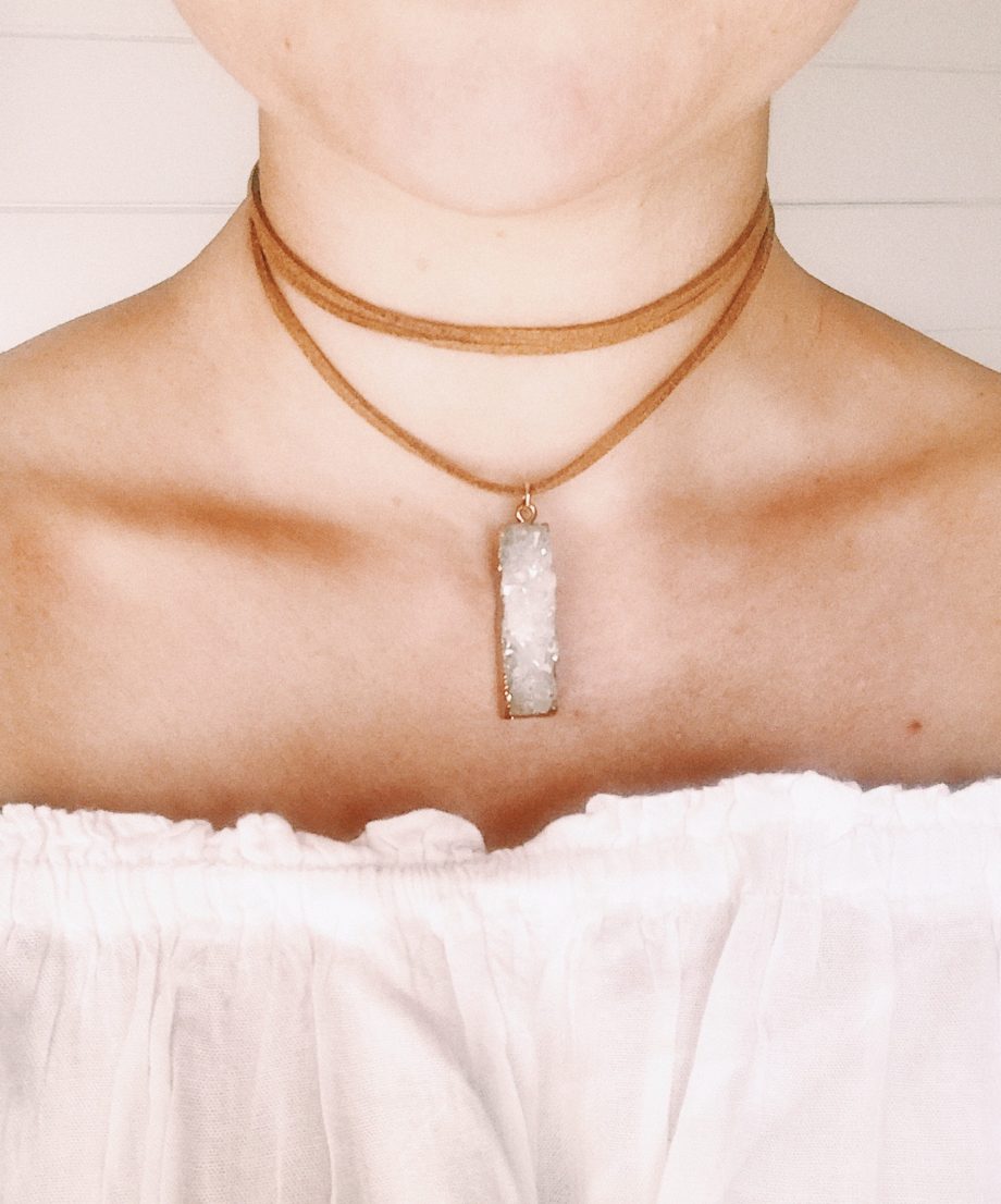 white quartz Wrap Necklace