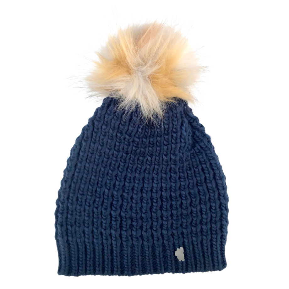 Lake Tahoe Blue Waffle Knit Pom Beanie