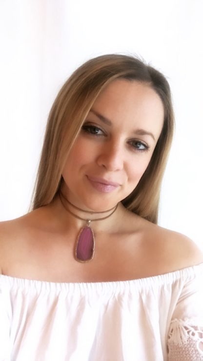 Pink Agate Slice Necklace