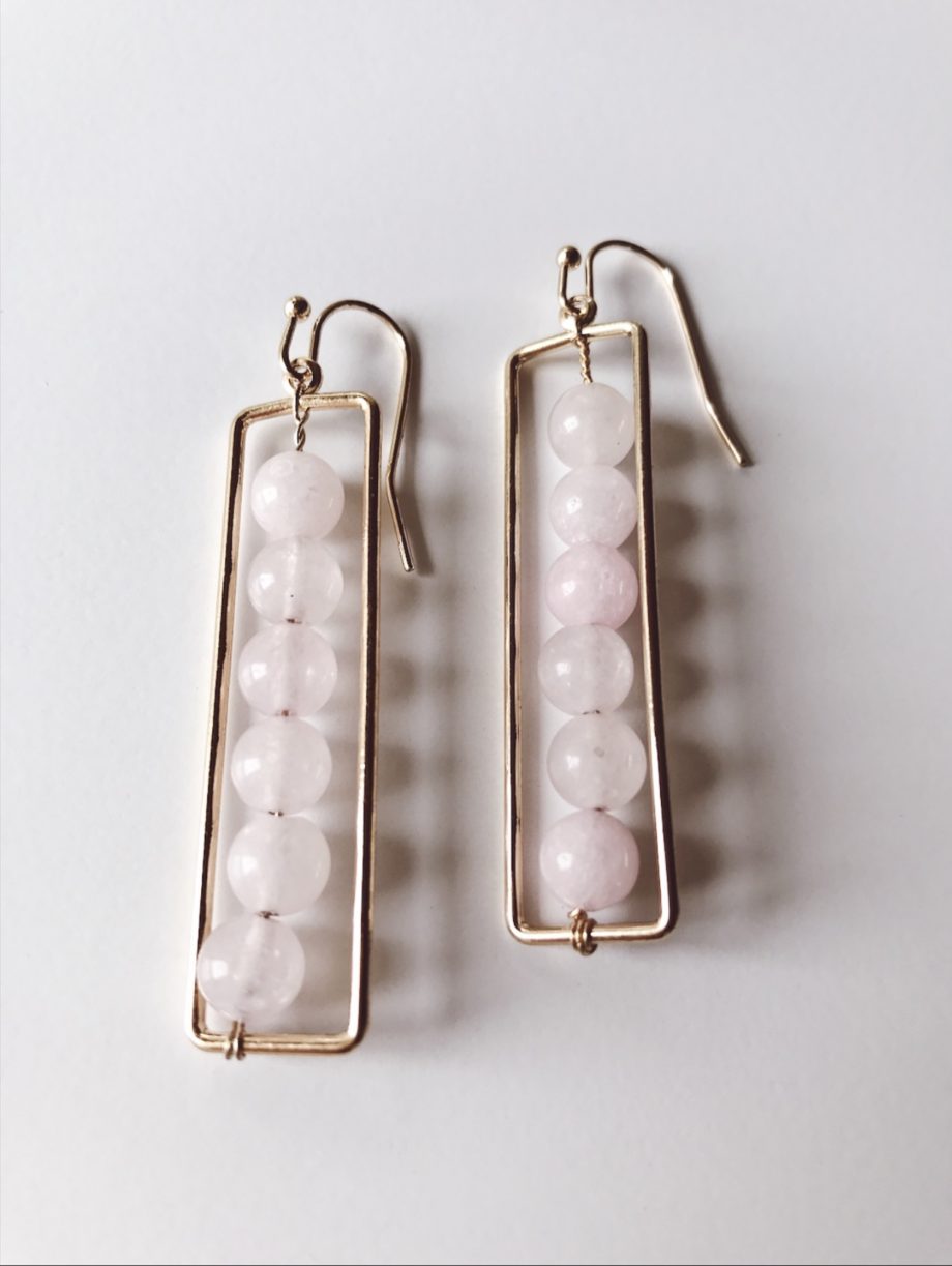 Pink Stone Drop Earrings