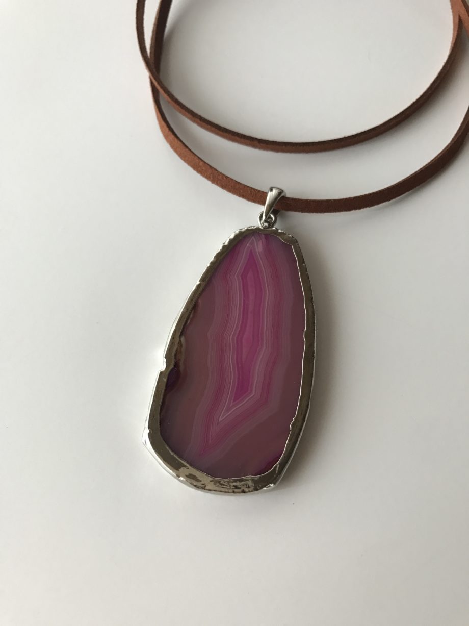 Pink Agate Slice Necklace