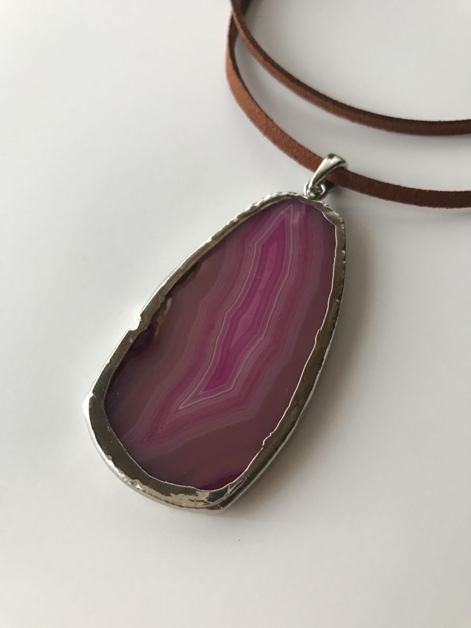 Pink Agate Slice Necklace