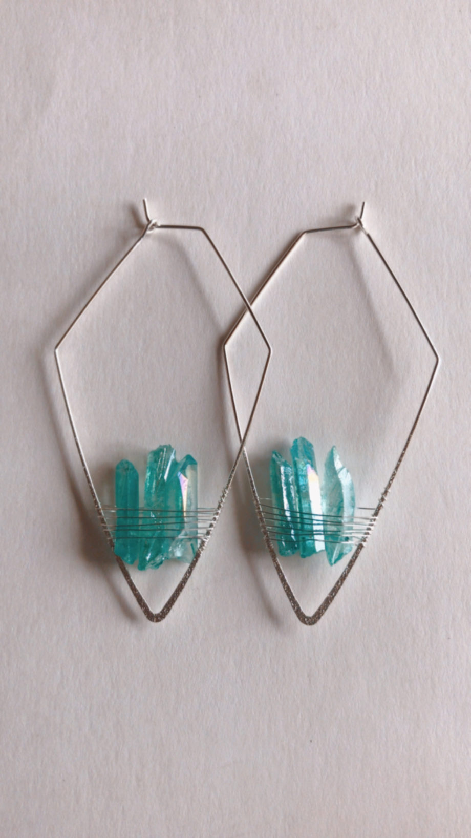 Teal Crystal Hoop Earrings