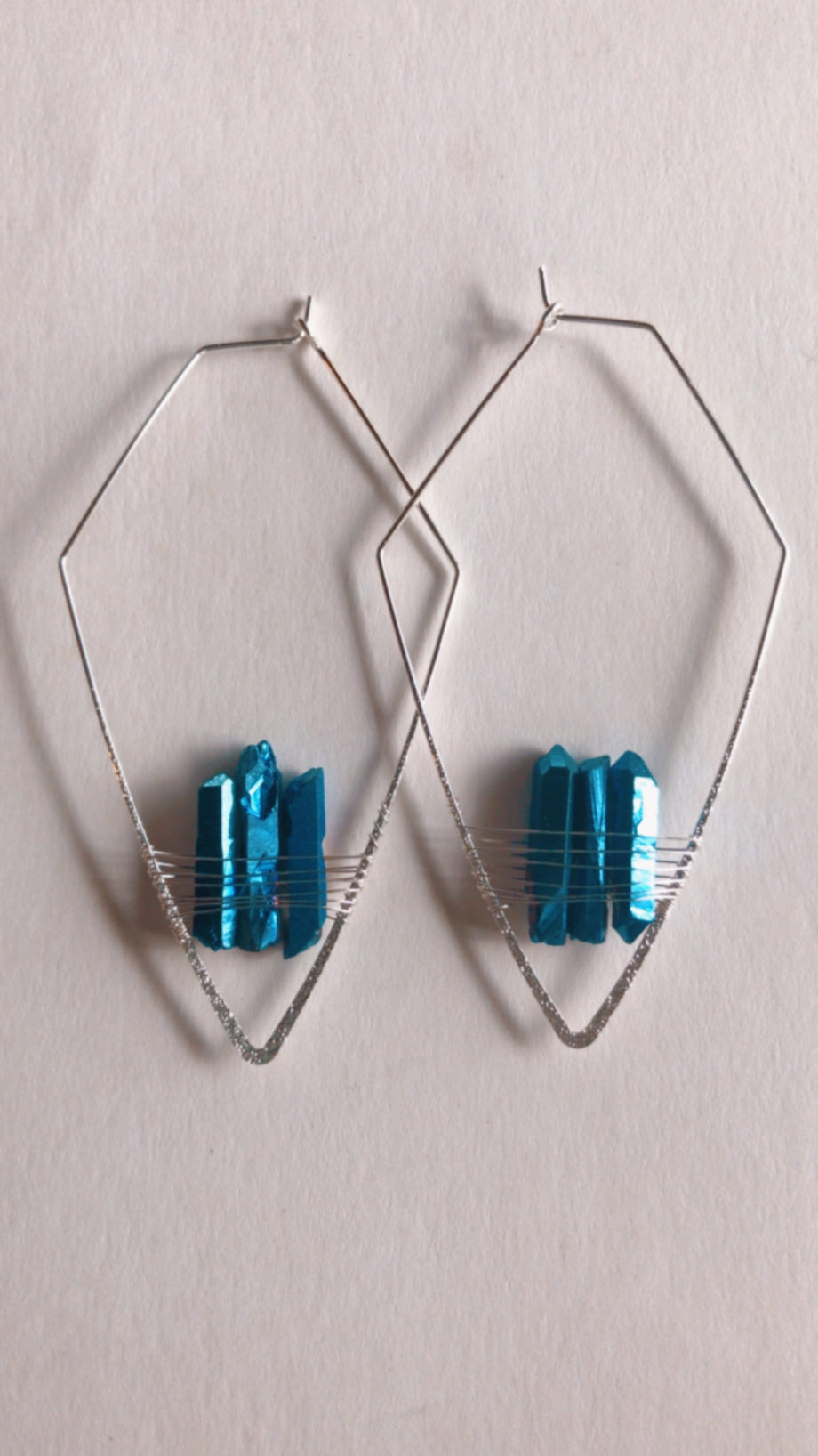 Dark Blue Crystal Hoop Earrings