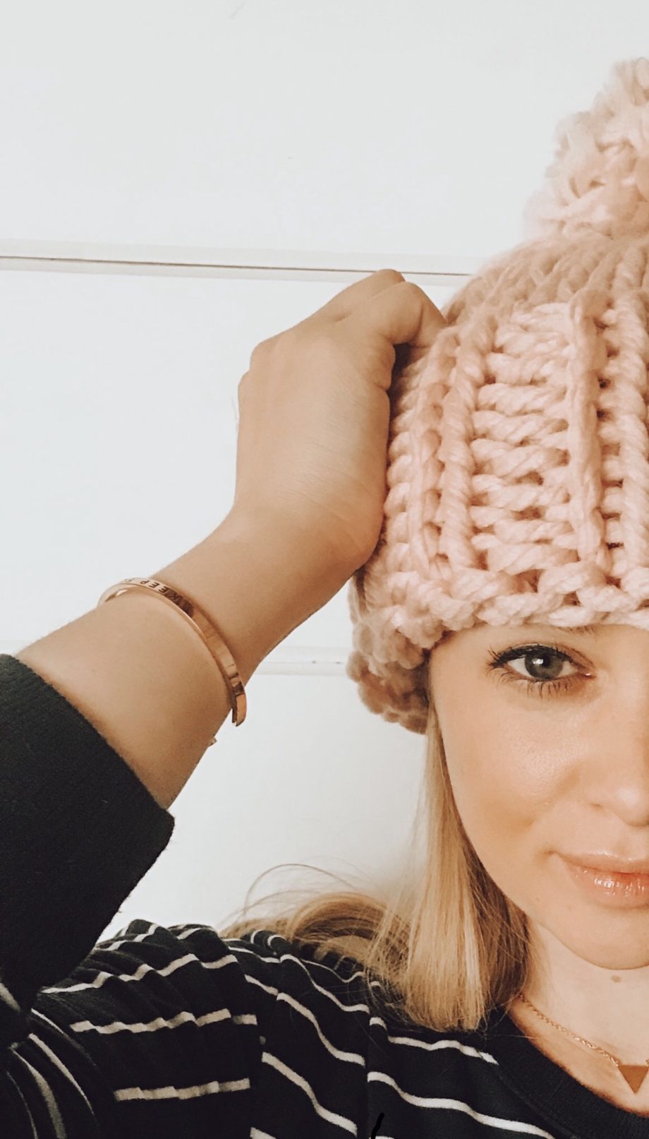 Chunky Pink Knit Beanie