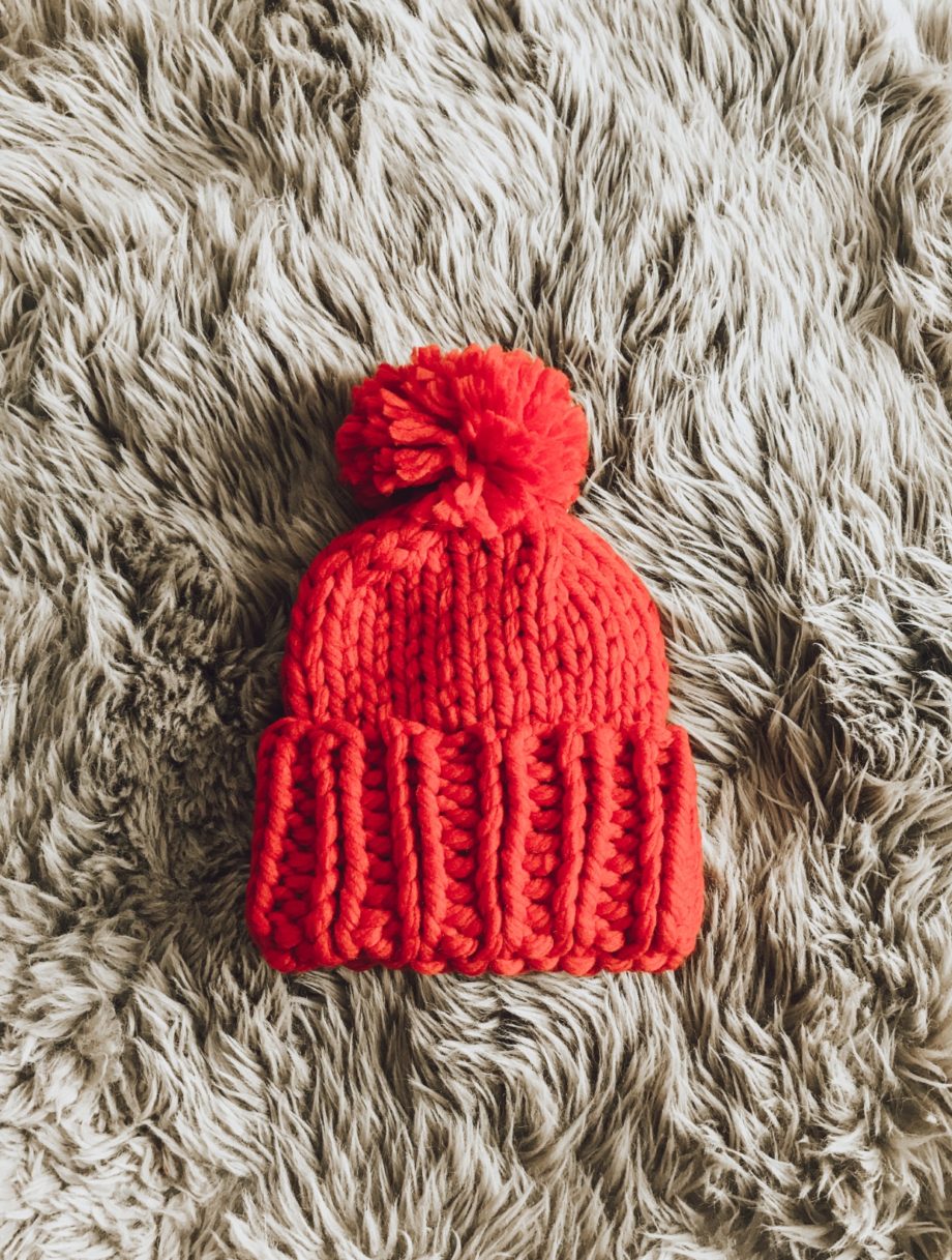 Chunky Red Knit Beanie