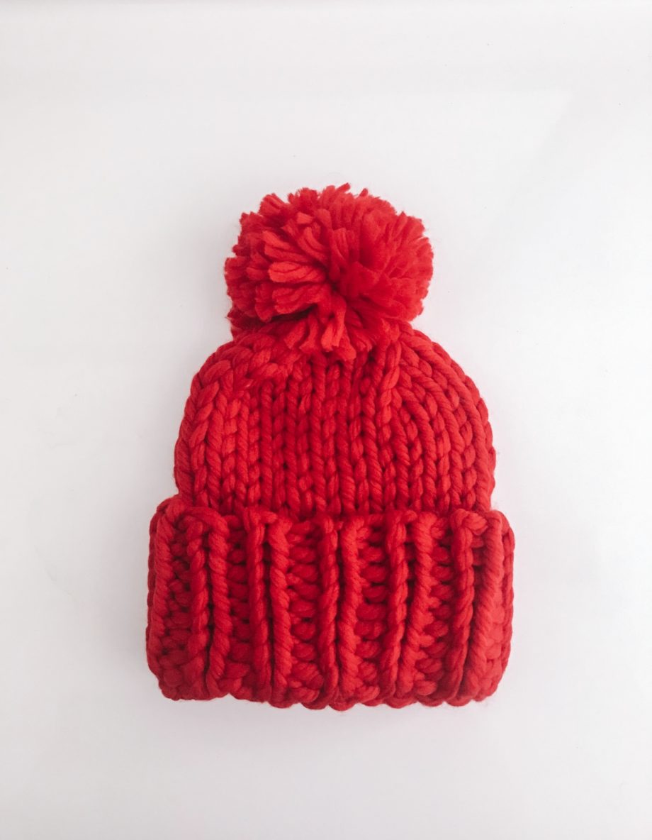 Chunky Red Knit Beanie