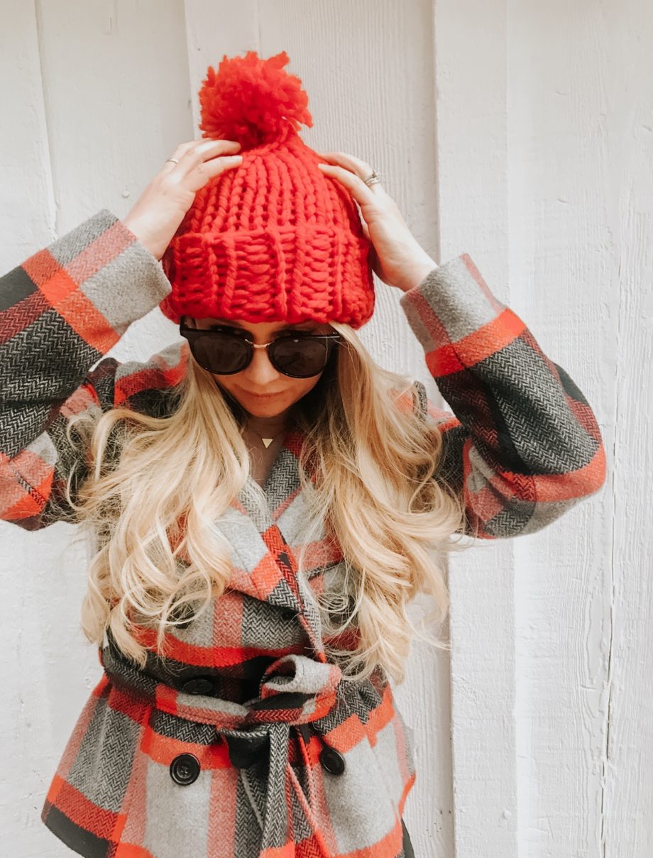 Chunky Knit Red Beanie