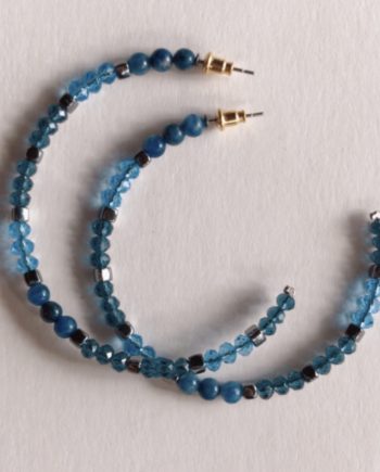Blue Bead Hoop Earrings