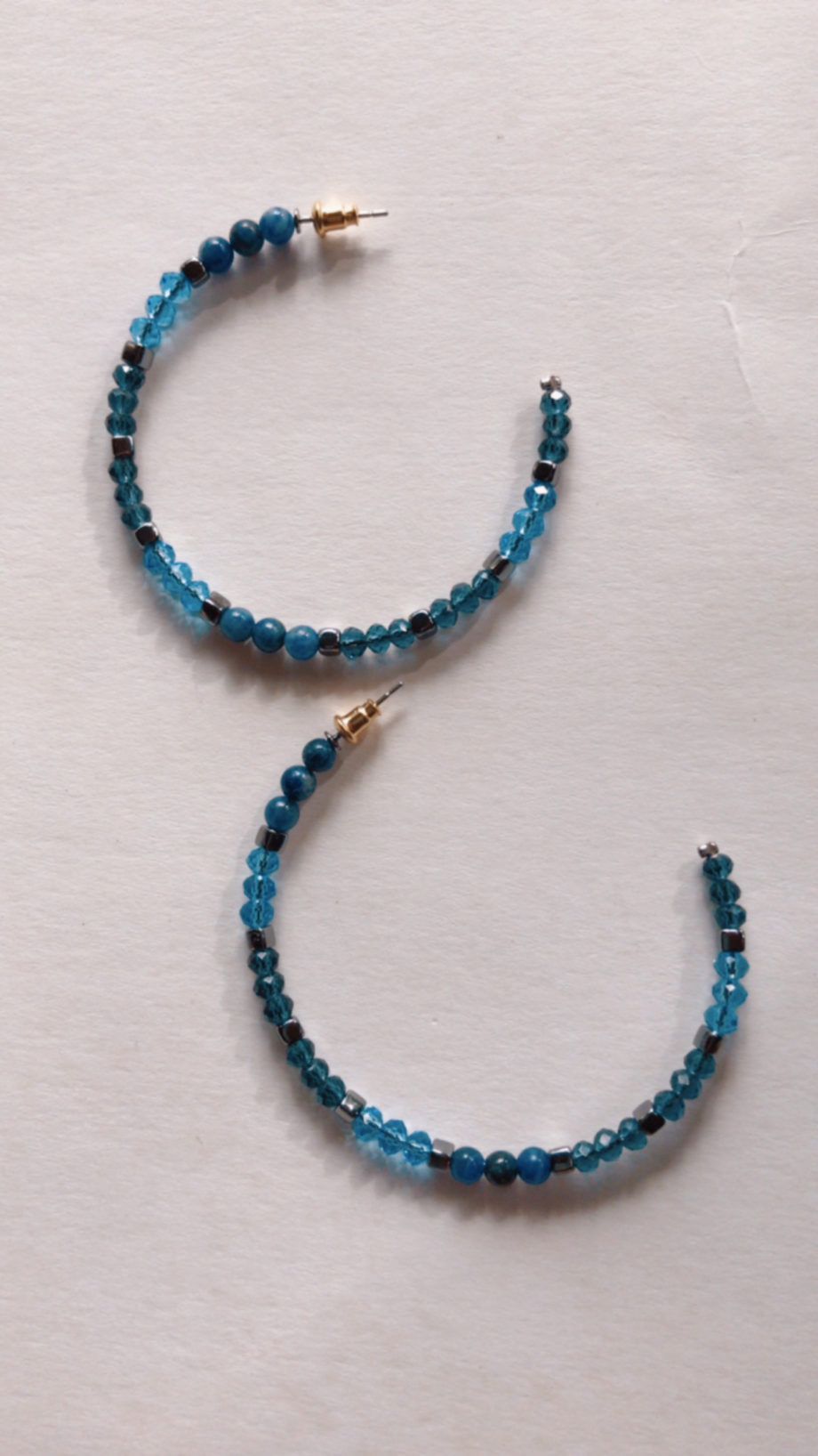 Blue Bead Hoop Earrings