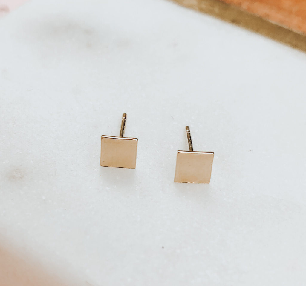 Square Stud Earrings - 14k Gold Filled Dainty and Simple Earrings