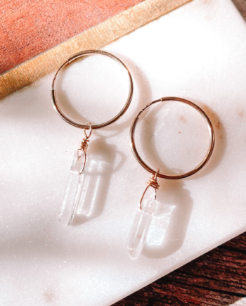 Quartz Crystal Mini Hoop Earrings